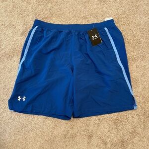 Men’s Size XLT Tall Under Armour Launch 7in Inseam Lined Running Shorts Blue